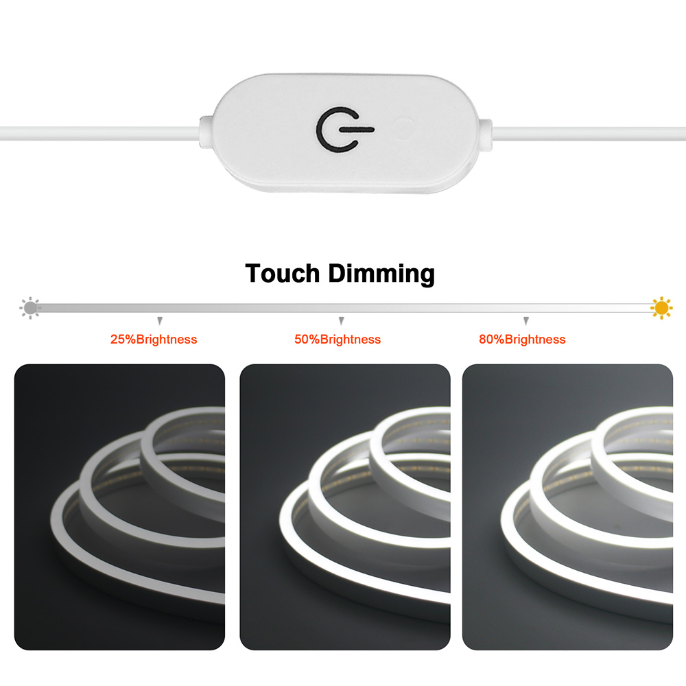 5V USB LED Neon Strip Light Dimmable Touch Sensor Kit Flexible Led Ribbon Waterproof Lamp Lighting For Room Backlight Decoration