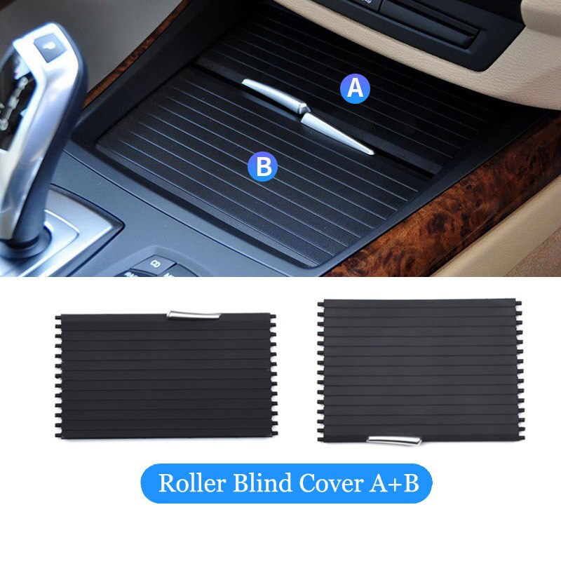 Car Drinks Holders Car Centre Console Cup Holder Slide Roller Blind Cover For BMW X5 E70 X6 E71 2007 Auto Accessories: Front Rear 2Pcs