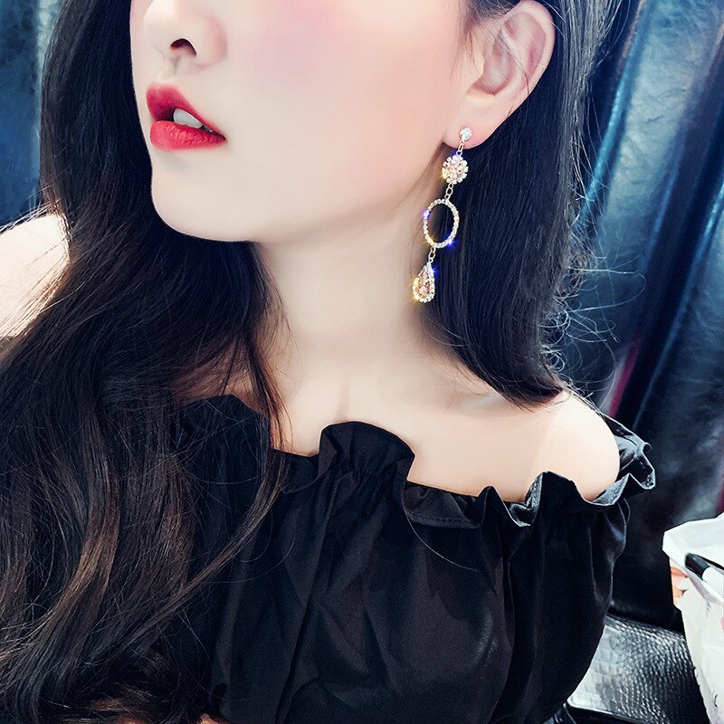 Korean Moon twist ring Hanging Dangle Asymmetrical Earrings Bohemian Prevent Allergy Vintage Stud Earrings