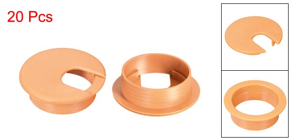 uxcell Uxcell 20 Pcs Cable Hole Cover, 1-3/8"/2" Plastic Desk Grommet for Wire Organizer, (White/Black/Orange)