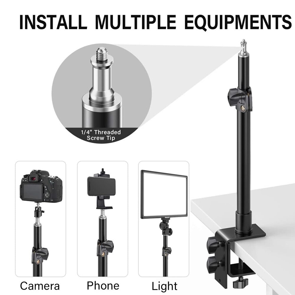 2 Packs Camera Desk Mount Stand Tabletop C Clamp Mount Adjustable Light Bracket for DSLR Camera Ring Panel Light Led Video Light