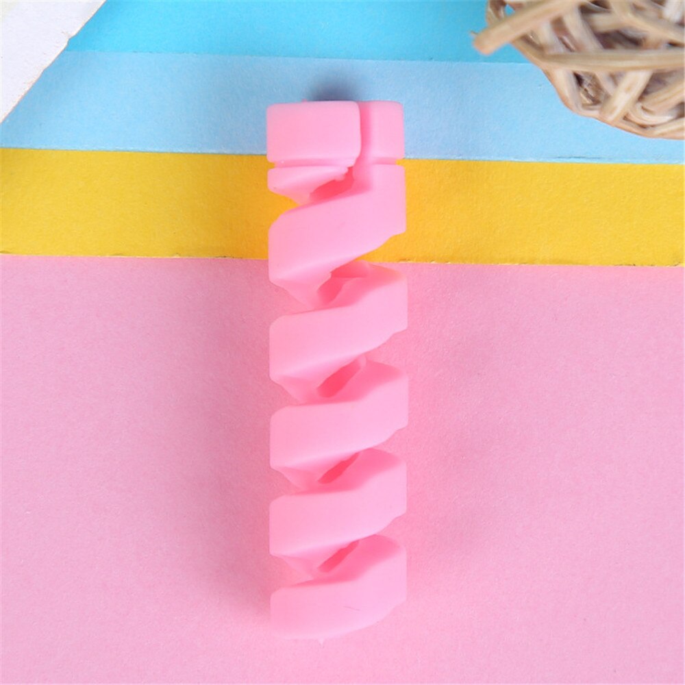 10pcs Spiral Cable Protector Desk Set Earphone Cable Organizer Wire Data Line Holder Winder Wrap Cord Desk Accessories Papeleria: pink