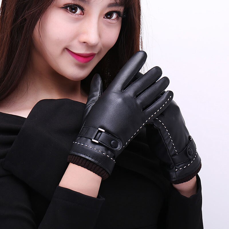 Guantes de cuero PU negro de para hombre, guantes de cuero para conducir de estilo fino para hombres, guantes antideslizantes con dedos completos, pantalla táctil de Palma