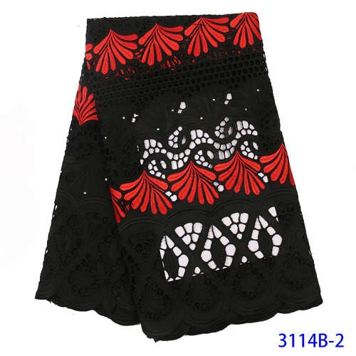 Black Latest French Lace Fabric Nigerian African Lace With Tulle Lace Fabric For Bridal YA3114B-2: Picture 2