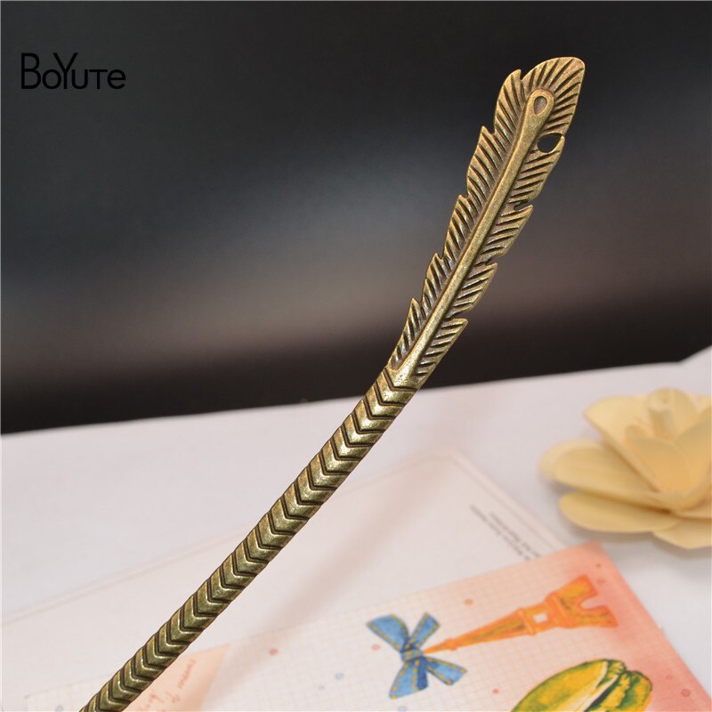 BoYuTe (10 stuks/partij) Vintage Metalen Haar Stok Bladwijzer Dubbele Gebruik Diy Handgemaakte Sieraden Accessoires: 158x14MM Bronze