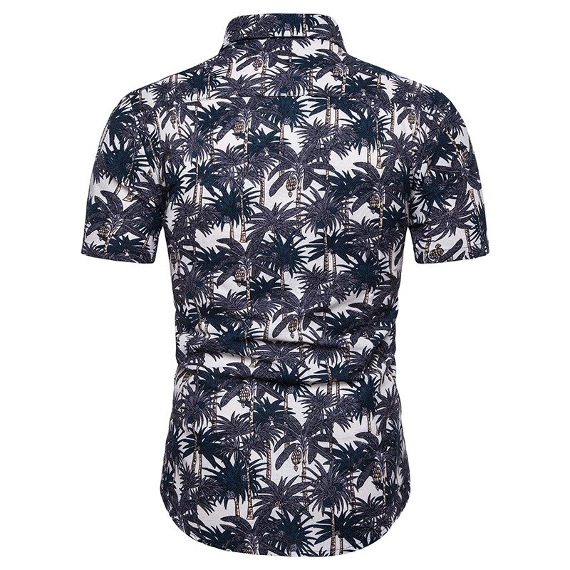 Men's Slim Fit Flower Printed Shirts Male Short Sleeve Floral Shirt Men Basic Tops Casual Plus Size Shirts Printing on Vacation
