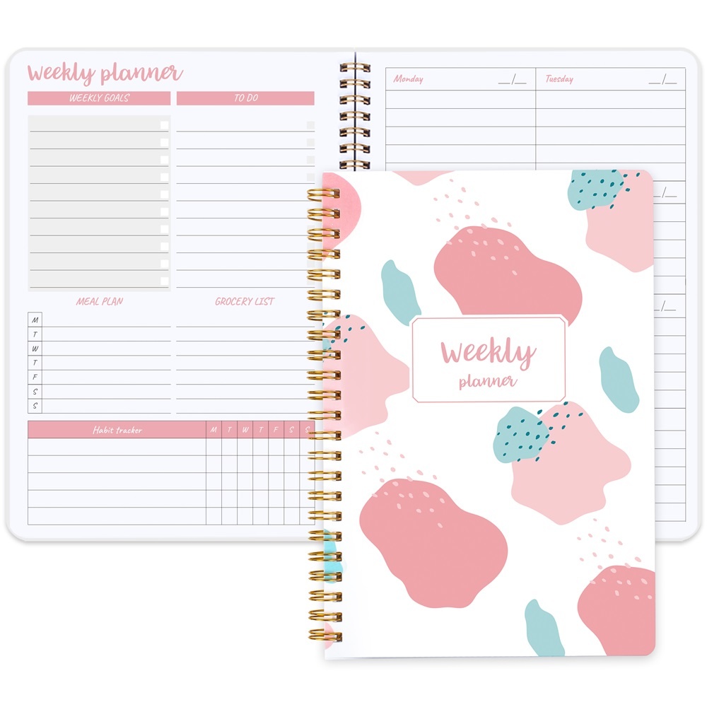 Daily Weekly Planner Undated Agenda Notebook with Habit Tracker, Goals, To Do List Spiral Binding PVC Cover: Other
