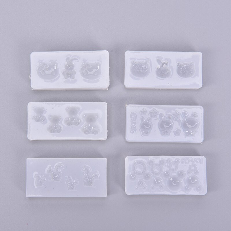 1PC UV Resin Jewelry Liquid Silicone Mold Animal Rabbit Bear Heart Resin Mold For DIY Jewelry Nail Art Mold