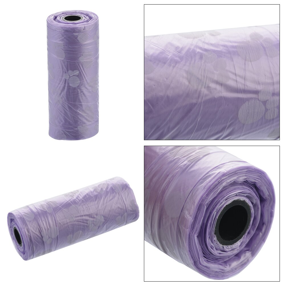 150 pièces dégradables animaux déchets merde sacs chien chat nettoyer recharge sac à ordures chien merde sac déchets sacs distributeur extérieur propre: purple / 1 roll 15pcs