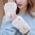 Niedlichen Kaninchen freundlicher kippen Handschuhe Plüsch Finger Handschuhe Berührt Bildschirm Flauschigen Mädchen Handschuhe Winter Warme Handschuhe Weiche Verdicken: B
