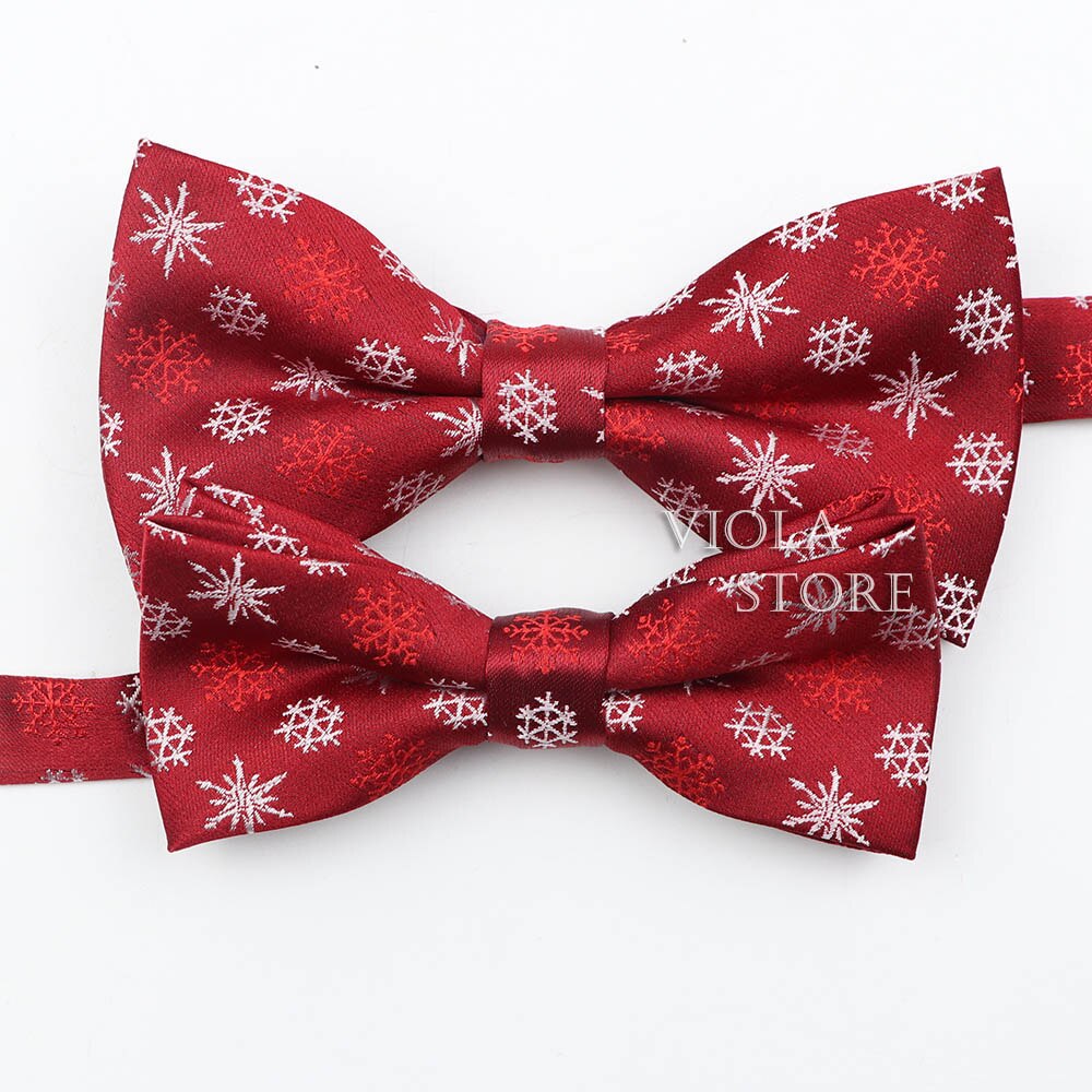 Pajarita de Papá Noel, padre e hijo, conjunto de poliéster, copo de nieve, para Navidad, para hombres y niños, accesorio para corbata: Set 6