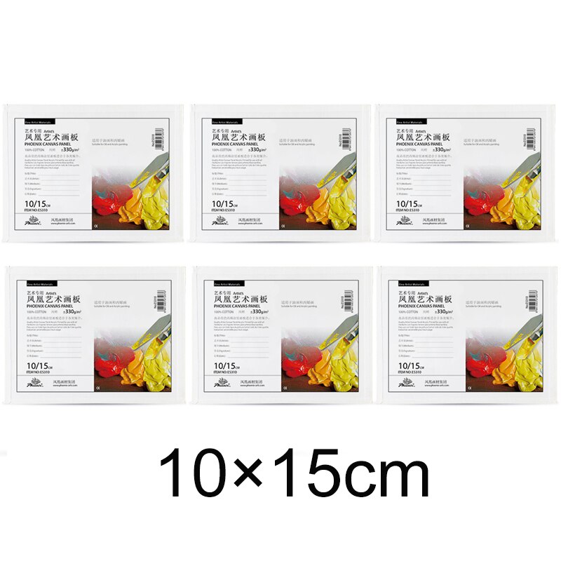 6Pcs/Lot PHOENIX Artist Painting Canvas Panels Triple Primed Cotton Multi Size Canvas Boards for Oil & Acrylic Paint Drawing: 6pcs 10x15cm