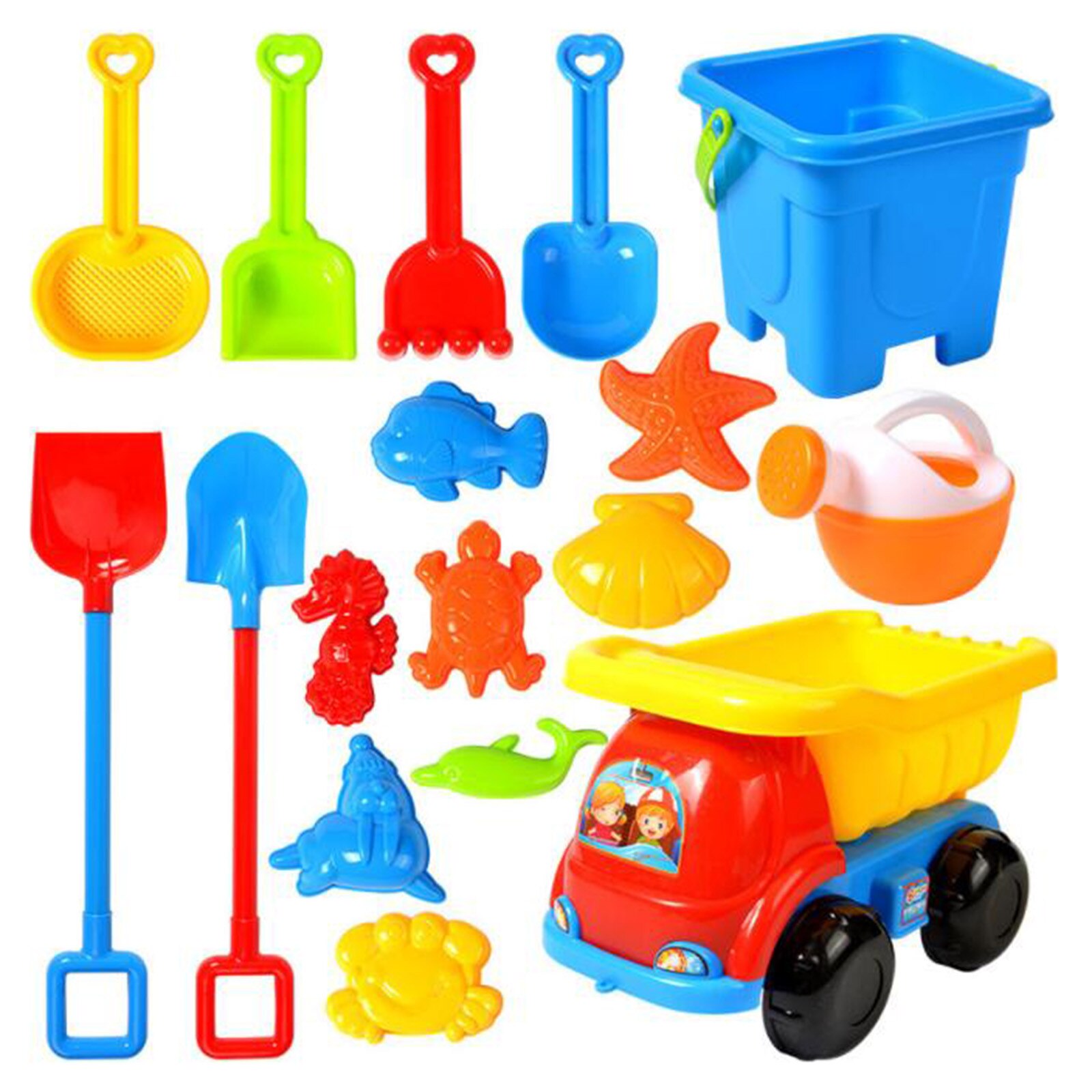 Baby Kids Toys 20pcs Beach Tools Set Sand Playing Toys Kids Fun Water Beach Seaside Tools Birthday Christmas for kid: J-17PCS