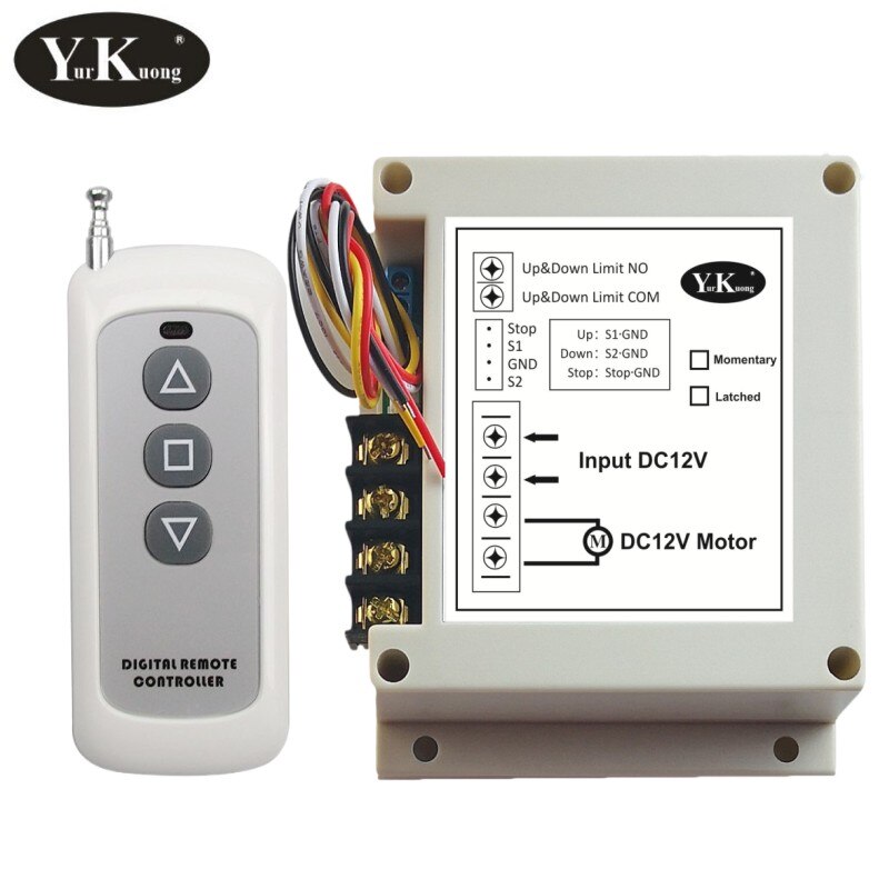 Ekstern knap fjernbetjening motor trådløs kontakt 12v 40a 400w fremad tilbage stop op ned stop fjernbetjeningskontakter: 1 modtager 1 fjernbetjening / Momentan