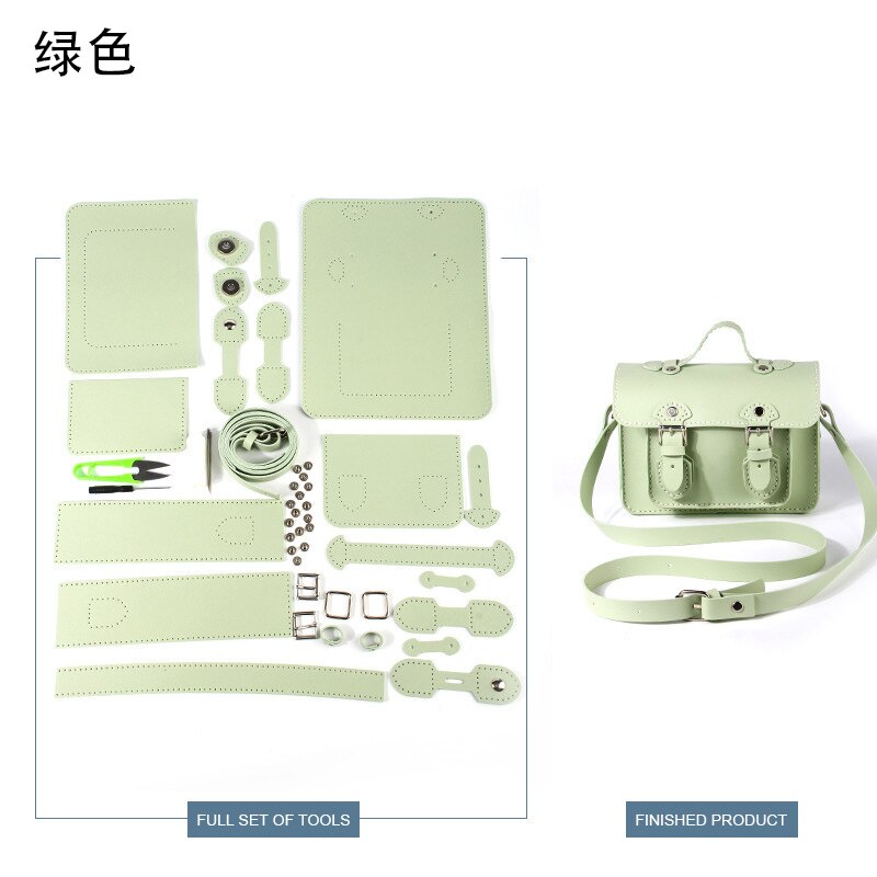 Vintage bolso Cambridge haciendo materiales de bricolaje auto-suministros de cuero bolso hecho a mano mujer bolsa manualidades para coser Accesorios: Green