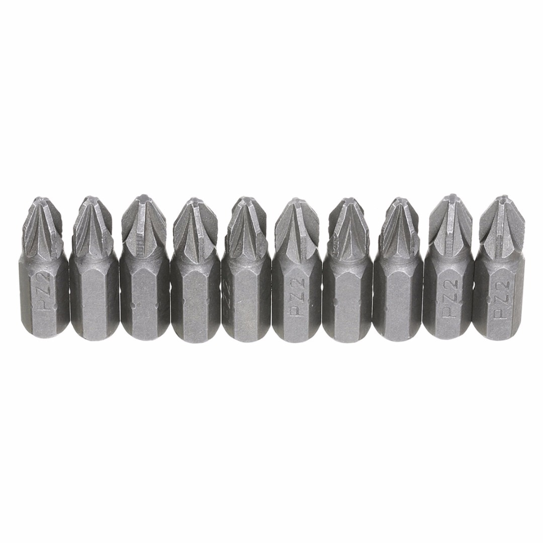 10pcs Pozi 2 PZ2 Hex Screwdriver Bits Sliver Drive Screwdriver Bit 25mm For Power Tools