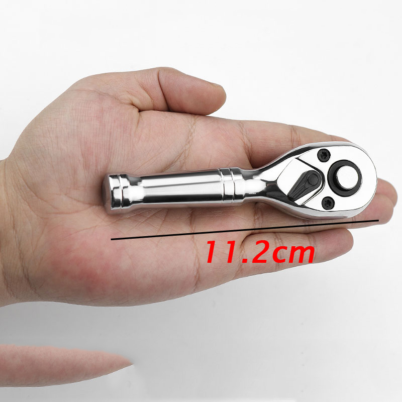 Drive Stompe Ratchet Flex Head Ratelset Mini Stompe Ratelsleutel 1/2 3/8 1/4 Inch 72 Tand Dopsleutel Voor Krappe Ruimtes: Black