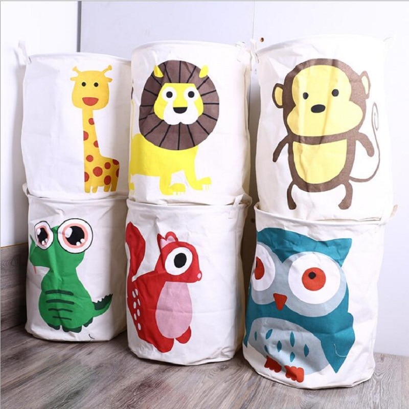 Large animal laundry basket toy storage picnic basket box cotton wash clothes box baby organizer