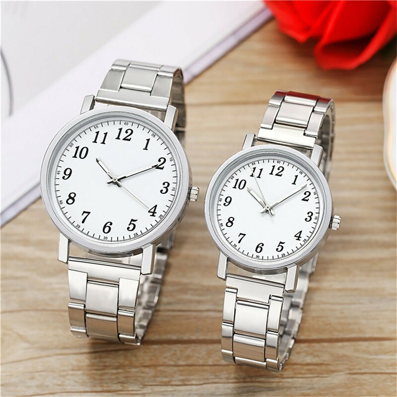 Stijl Stalen Band Paar Horloges Vrouwen Mannen Quartz Horloge