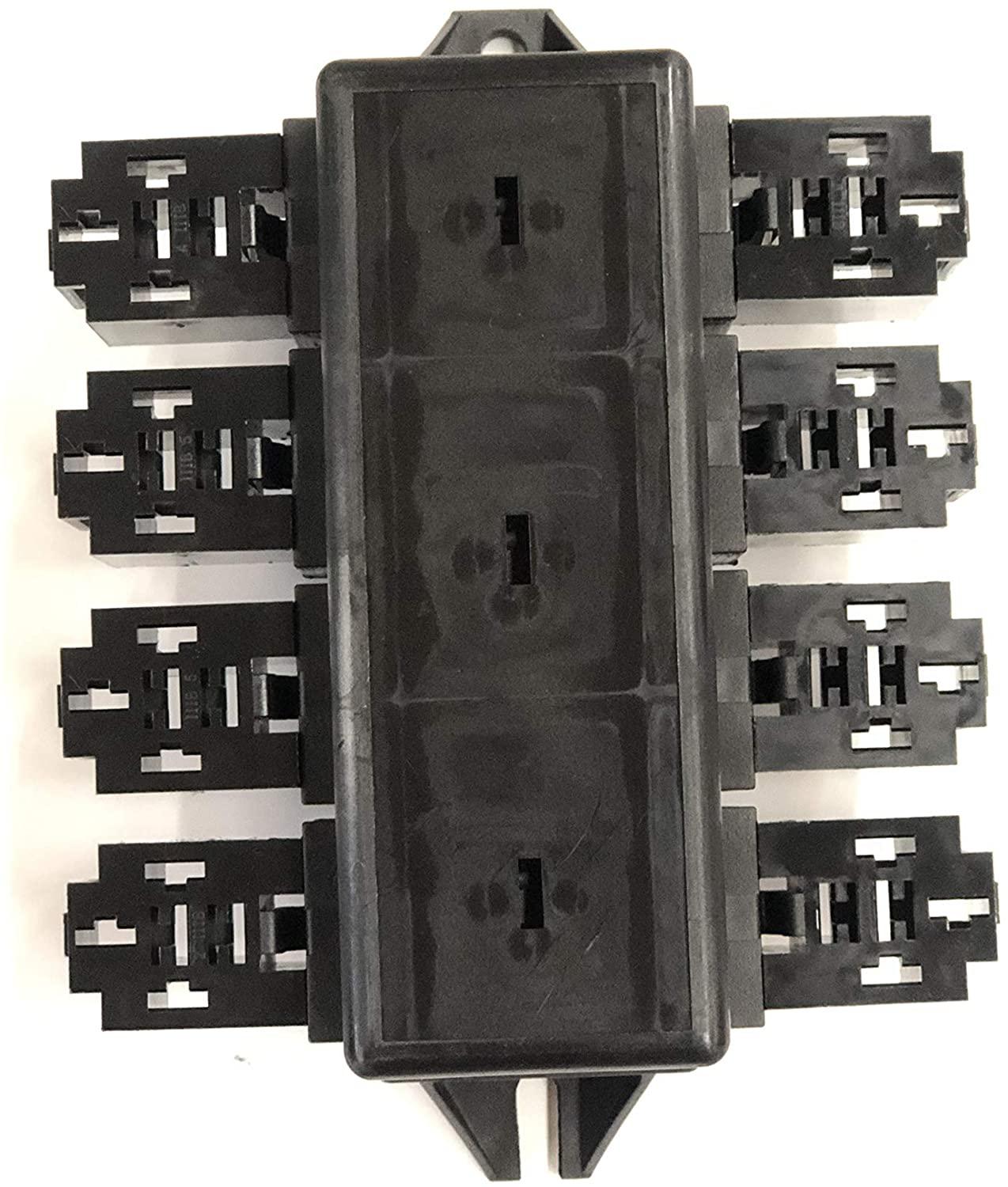 20 Slot Blade Fuse Holder 8 Way Relay Circuit Box Protector Block For Car With 10 * Terminals For Automotive Marine Accessories