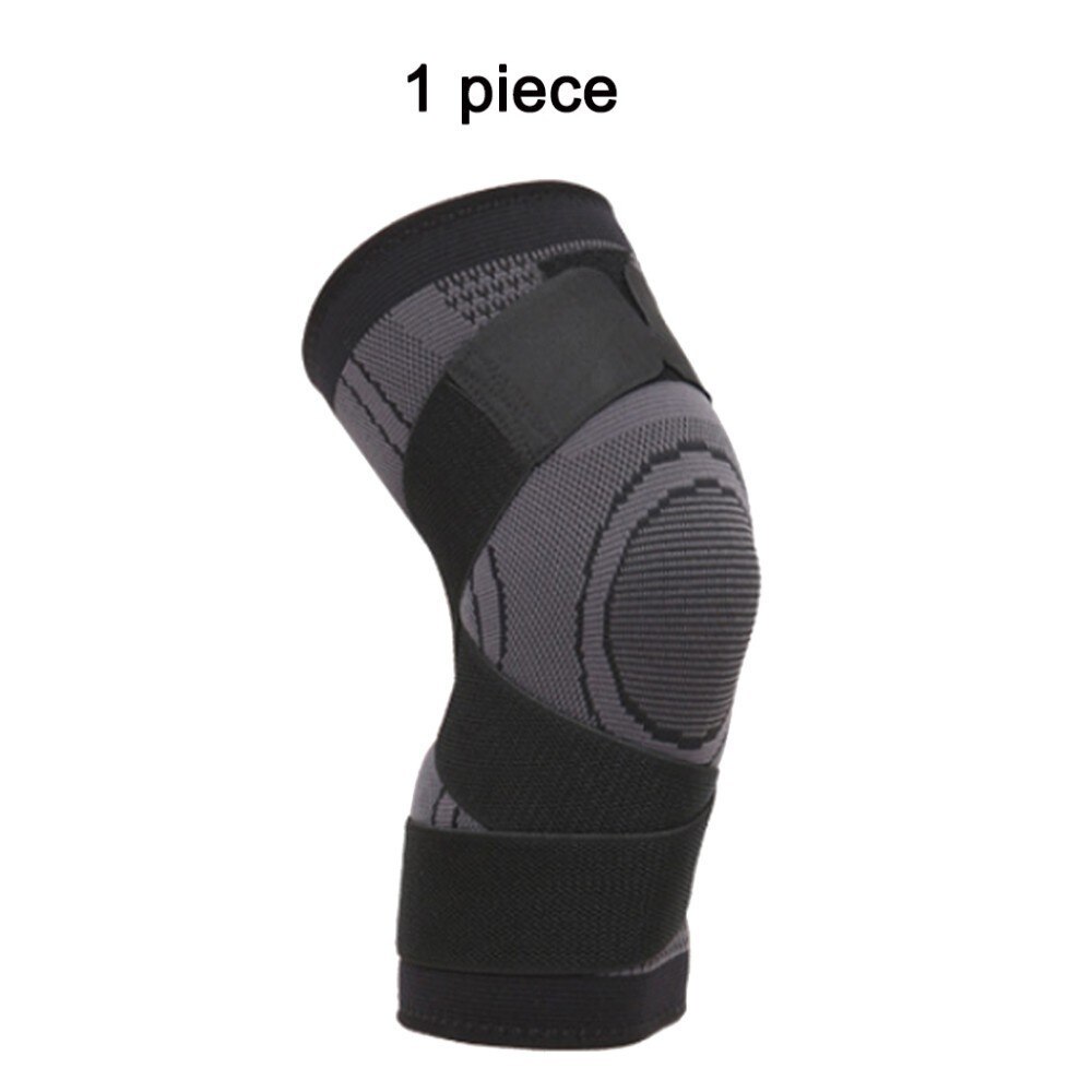 1pc sport knäskydd män trycksatta elastiska knäskydd stöder konditionsutrustning basket volleyboll stag skydd: 1 bit svart / Xxl