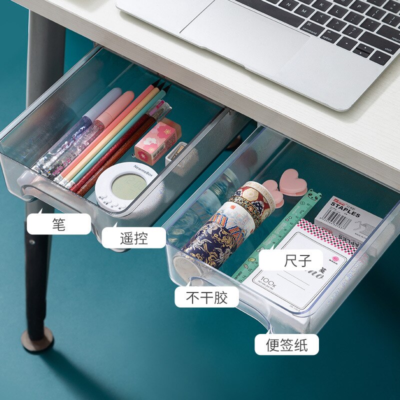 Drawer box under desk, organizing box, dorm desk small invisible drawer box,Office Stationery Organizer