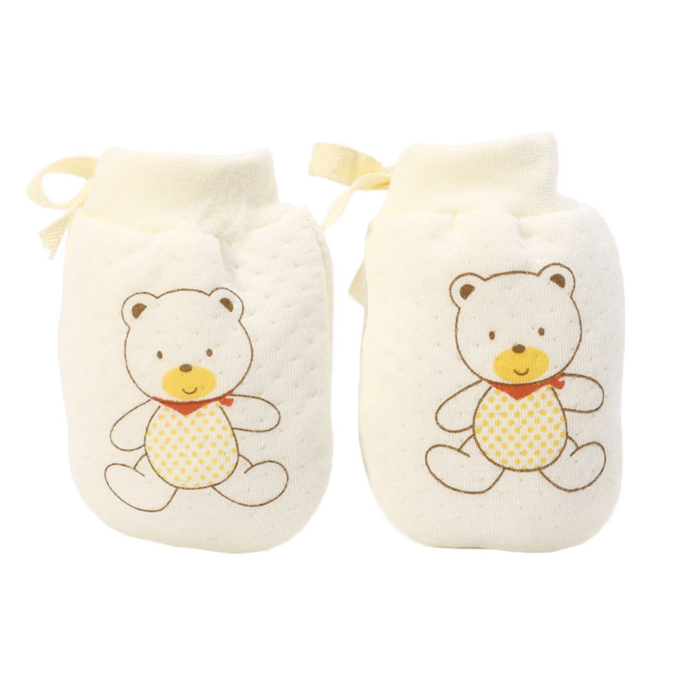 Automne hiver bébé gants 1 paires mignon dessin animé coton bébé infantile garçons filles Anti rayure -né mitaines tissu gants: Yellow