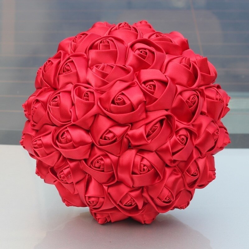 Billig marfim elfenben siden brudbukett olika storlek för blomma flicka / brudtärna / brud satin innehav blomma  w223-5