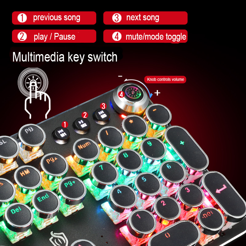 Retro toetsenbord punk Gaming-toetsenbord Bedraad mechanisch toetsenbord Verlicht toetsenbord Computer E-sport Randapparatuur voor desktop