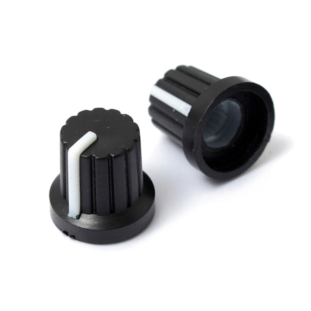 Zlinkj 10 Stuks 6 Mm Plastic Shaft Hole Dia Schroefdraad Gekartelde Potentiometer Knoppen Caps