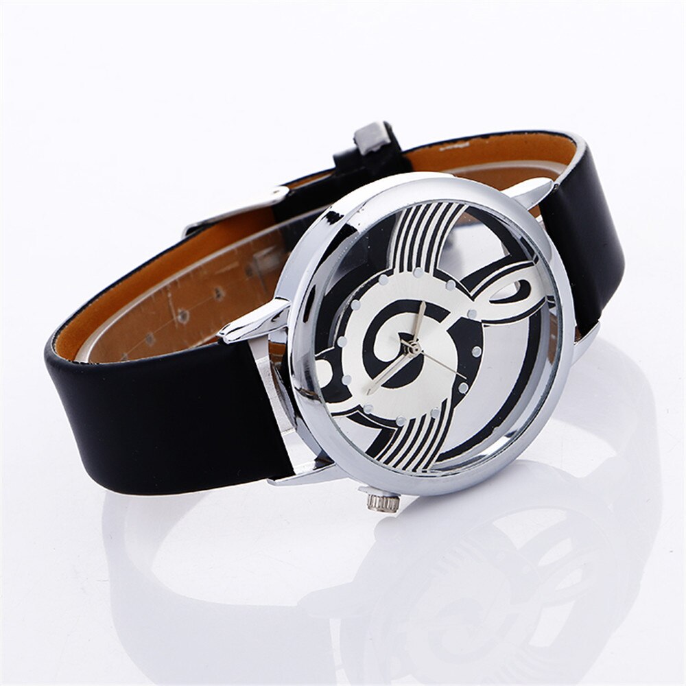 Womans Watch Musical Note Painting Leather Strap Bracelet Lady Male Female Wrist Watches Femmes Montres Clock