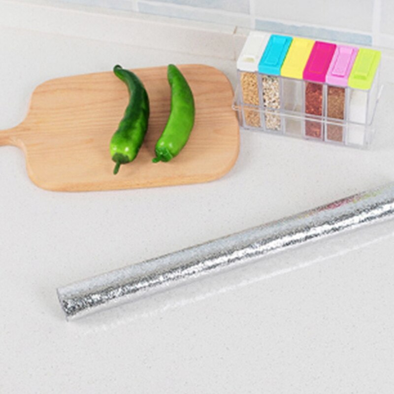 1 rollo de esterilla para cajones de cocina resistente al agua, pegatinas de lámina resistentes al aceite, autoadhesiva, pegatina de aceite para armario, lámina de aluminio