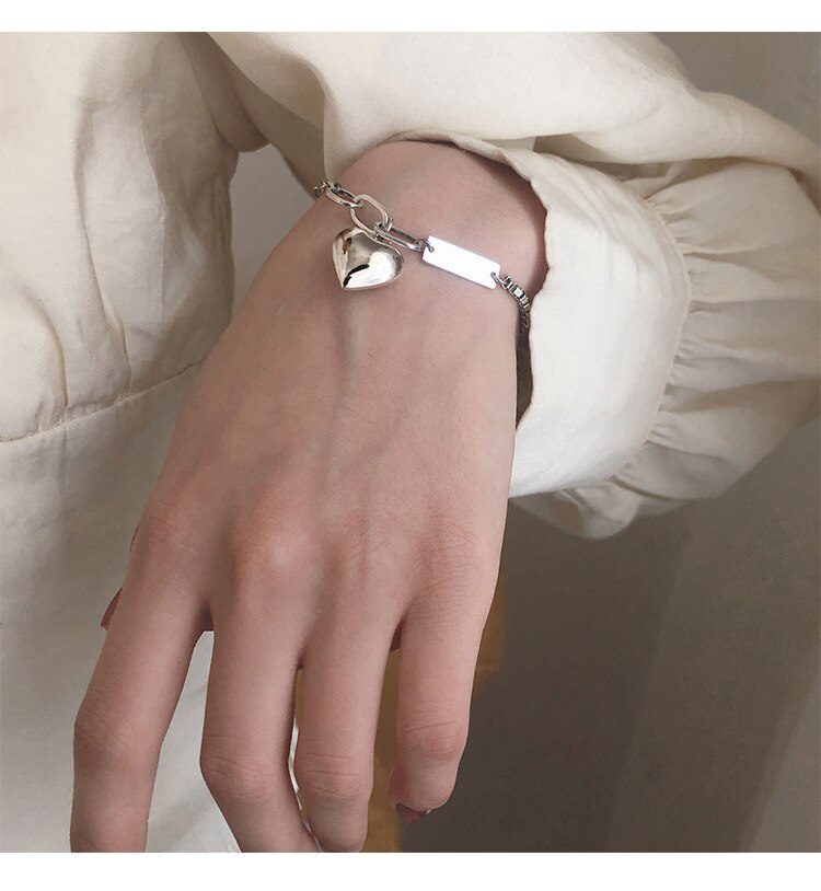 Delicate Handmade 925 Sterling Silver Love Heart Anklet Bracelet for Women Thai Silver Anklet Jewelry