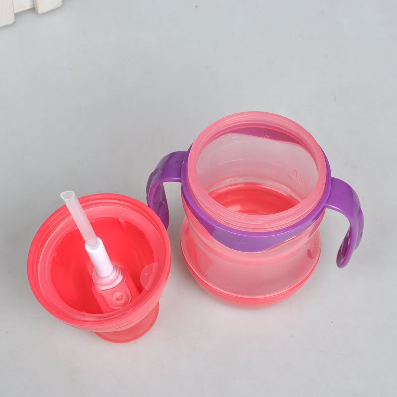 Cute Baby Cup Kids Children Learn Feeding Drinking Water Straw Handle Cup Baby Training Cup Feeding Cup 240ml