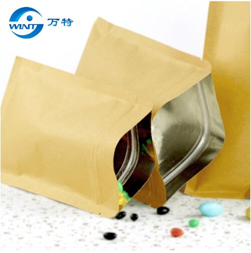 10CM*15CM,100pcs/lot,Zipper/zip lock Kraft paper bag kraft bag/coffee/tea bag Snack/blank brown kraft bag without window
