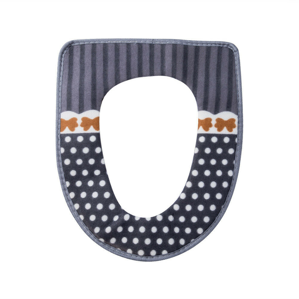 Christmas Toilet seat cover paste bath seat pad washable bath seat heater Closestool toilet lid sticky seat mat: Dark Grey