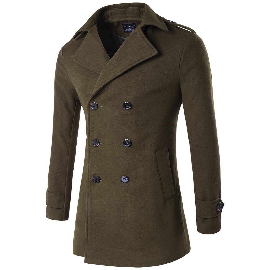 wollen jas voor mannen Herfst Winter Casual dikke double-breasted jassen wollen jas windjack voor mannen 4XL: Army Green / M