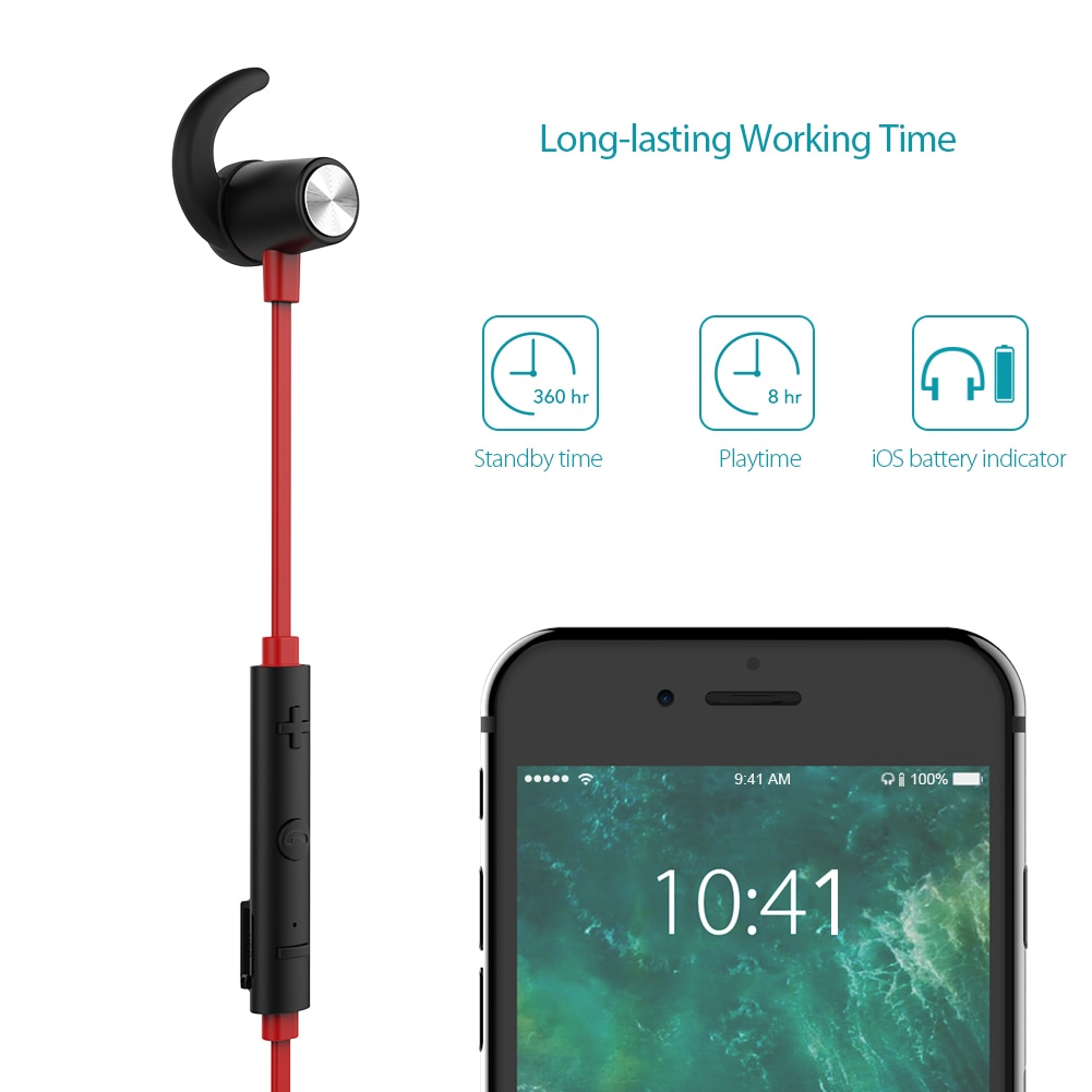 dodocool Wireless Stereo Sports In-Ear Headphone with HD Mic CVC 6.0 Noise Cancellation for Most Bluetooth-enabled Smart Devices