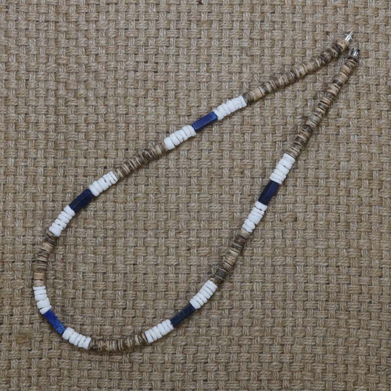 Vintage Rustieke Mannen Kralen Ketting Natuurlijke India Onyx Kokosnoot Ketting Voor Mannen Tribal Sieraden Beste Vriend SU-07: Blue