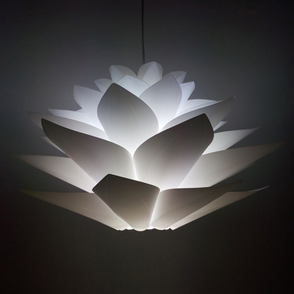 Diy lotus lysekrone pp pendel lampeskærm loft værelse dekoration puslespil lys moderne lampeskærm (blå)
