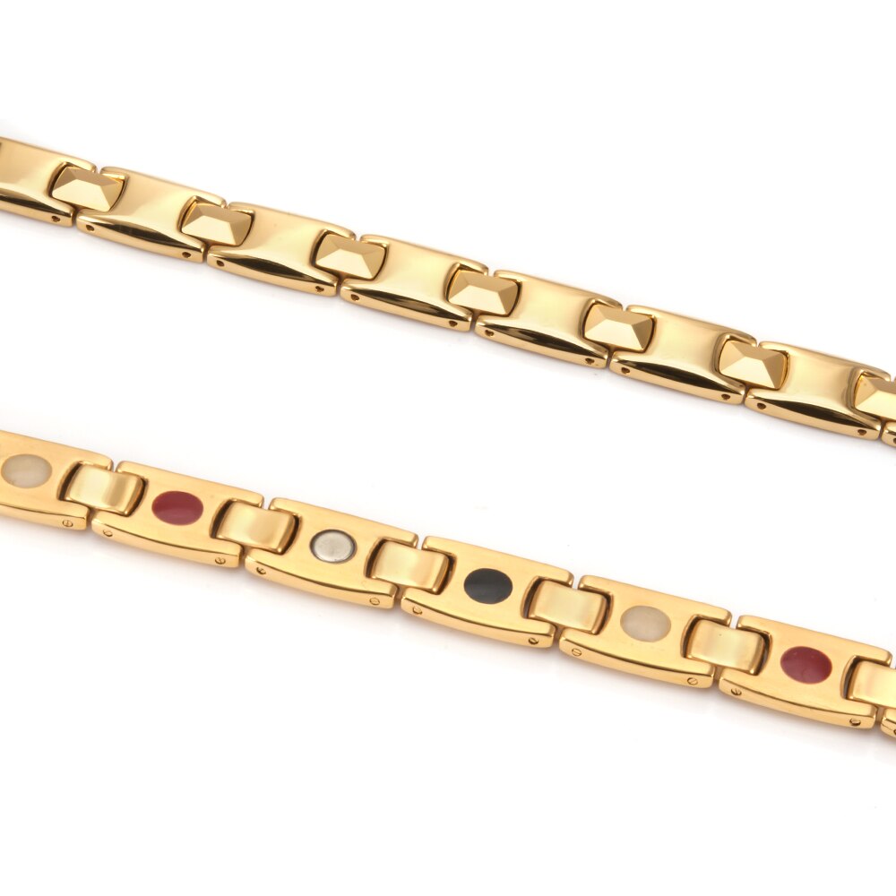 Wollet Gold Titanium Bracelet for Men Birthday Idea with 5 in 1 Magnets 21.5cm/10mm (TIB-4705G)