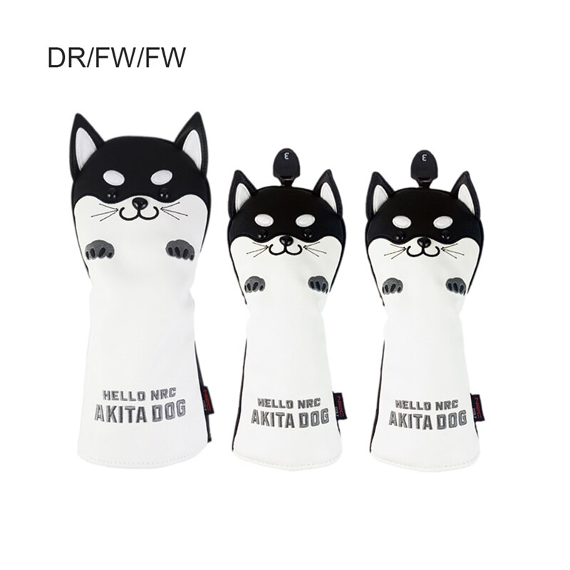 Nrc Golf Club Headcovers Driver Fairway Wood Hybrid Covers Set Mooie Akita Hond Cartoon Dier 460cc: Black 135