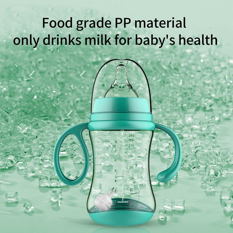 Amming pp-flasker med bred munn til mors baby dobbel håndtak drikkevannsflaske barn trening matekopp