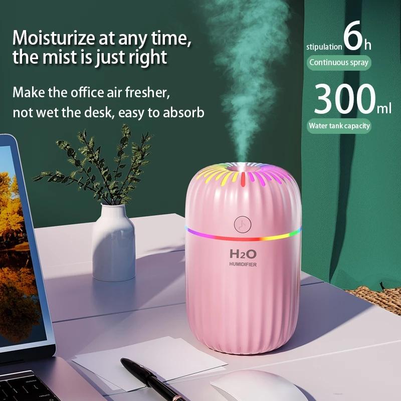 300ml Portable Air Humidifier Aroma Diffuser Household USB Ultrasonic Diffuser Essential Oil Mist Maker With LED Light