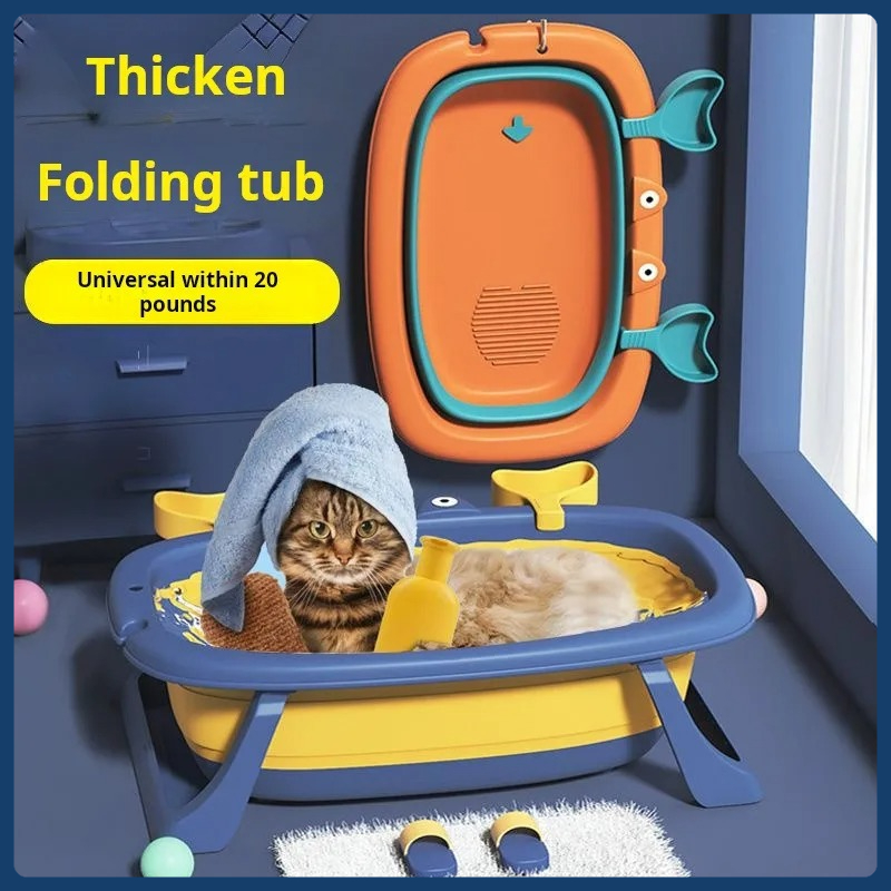Foldable Pet Bath Tub for Cats Dogs Non Slip Portable Wash Basin Grooming Shower Tub with Anti Escape