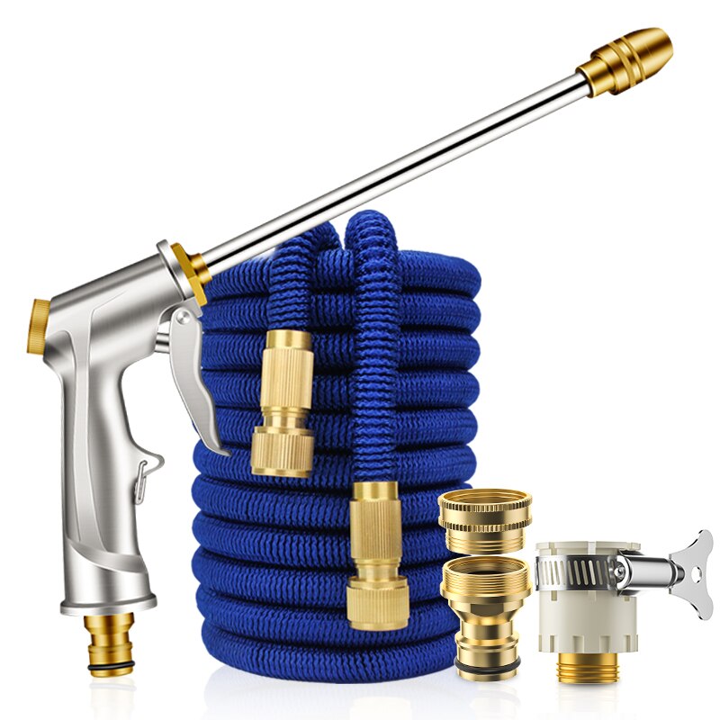 Retractable Water Hose Irrigation Gun Automatic Watering Sprayer High Pressure Car Washer Metal Gun Sprinkle Garden Hose Nozzle