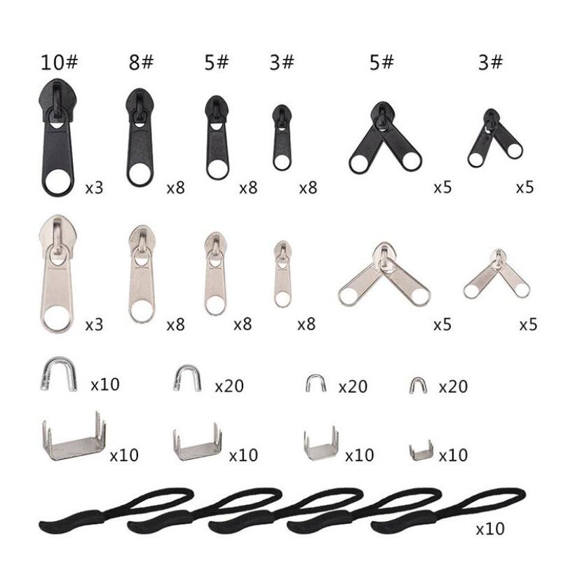 84/194 pcs/set Zipper Repair Kit Universal Instant Fix Replacement Zipper Repair Kit for Sewing Clothes Bags Sleeping Bag