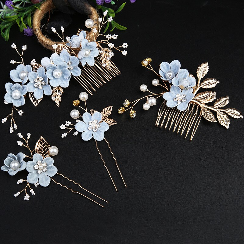 Nowy złoty liść kwiatowa do włosów grzebień spinka do włosów spinka do włosów Rhinestone Crystal Pearl kobiety eleganckie ślubne stroik Party biżuteria prezenty