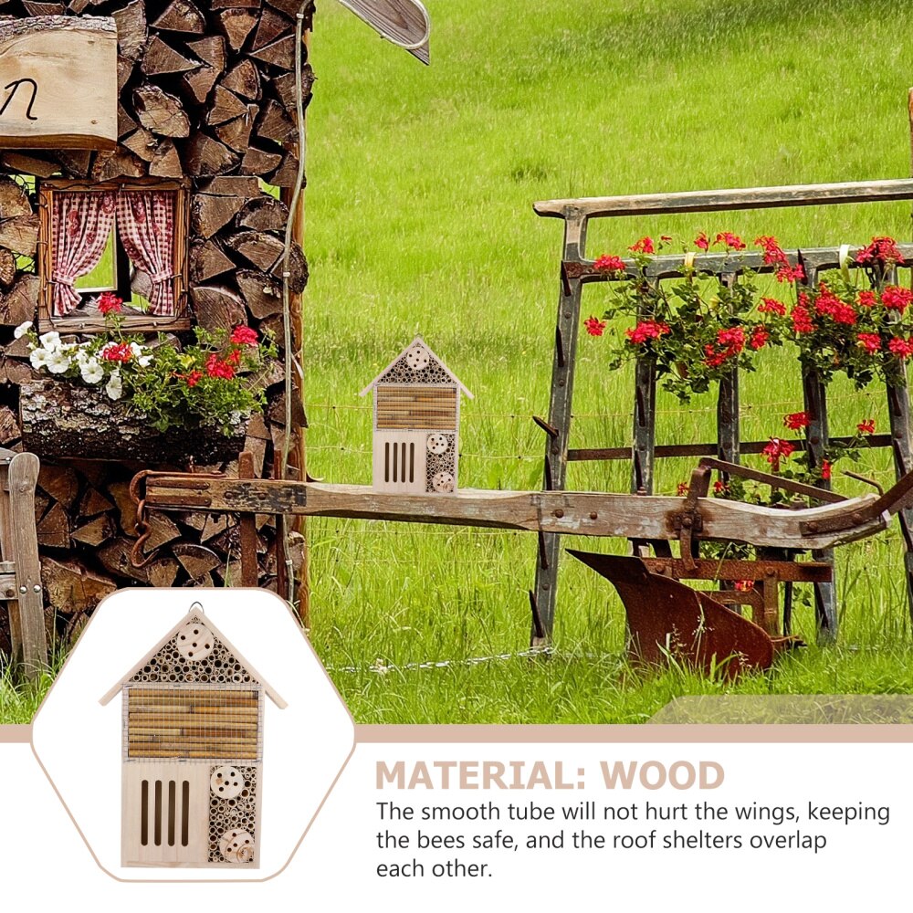 Bee Hive Wooden House Hanging Insect Hotels for Ladybugs Bee Butterflies Beetle