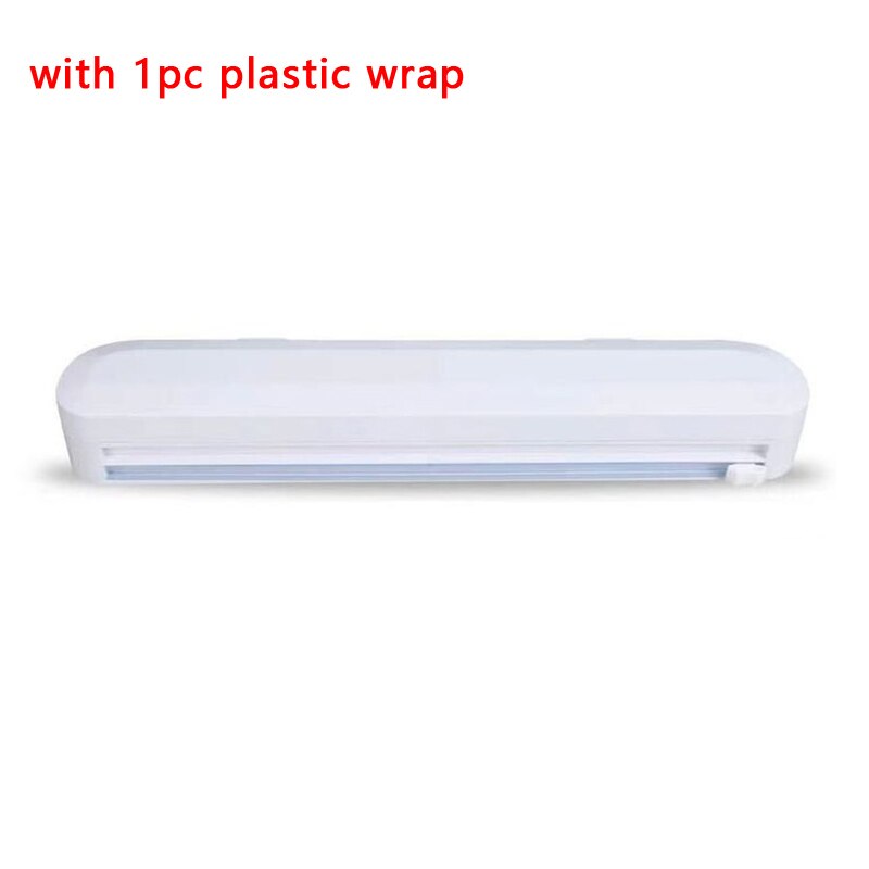 1pc Plastic Wrap Dispenser With Plastic Wrap Cling Food Wrap Cutter Plastic Sharp Cutter Food Wrap Dispenser Kitchen Gadgets: 02